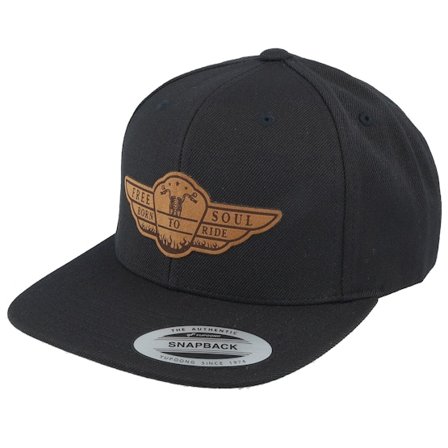 Born To Ride - Sort snapback Kasket - Free Soul Biker Patch Black Snapback @ Hatstore