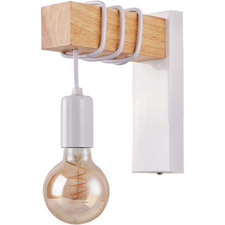 (Hvit) Moderne vegglampe i metall og tre Innendørs moderne lampe E27 Wal