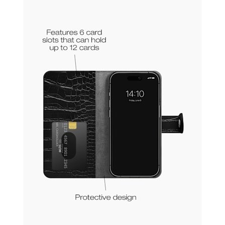 Magnet Wallet+ iPhone 15 Pro Black Croco