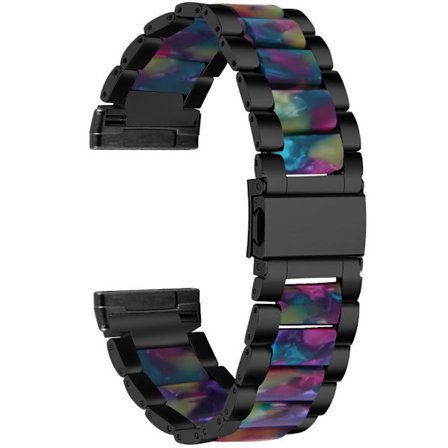 Fitbit Sense / Versa 3 klockarmband i rostfritt stål med harts - Svart / Svart