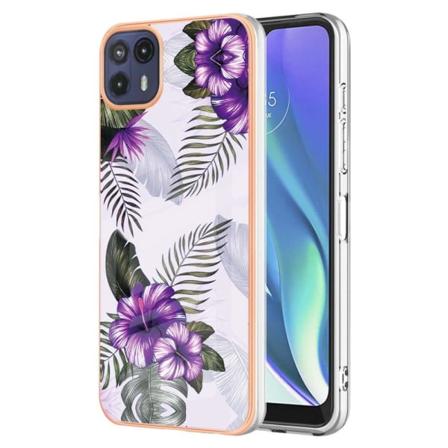 Marble Motorola Moto G50 5G Suojakotelo - Purple Flowers Purple