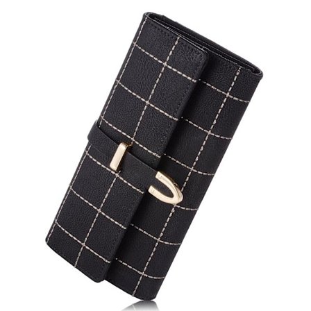 Elegant damepung i imiteret læder - Pung til kvinder - Pung til damer - Håndtaske (sort)