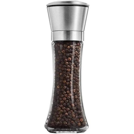 Salt- och pepparkvarn, hög storlek, svartpeppar, örtskakare kvarn påfyllningsbar manuell, rostfritt stållock, justerbar grovhet