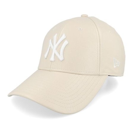 New Era - MLB Beige adjustable Keps - New York Yankees Womens Crinkled Pu 9FORTY Stone/White Adjustable @ Hatstore