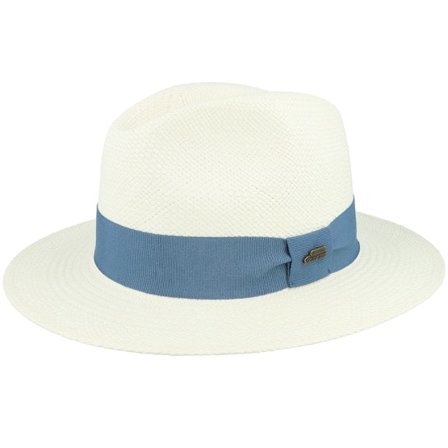 Göttmann - Wit Hoed - Panama White/Grey Blue Straw Hat @ Hatstore