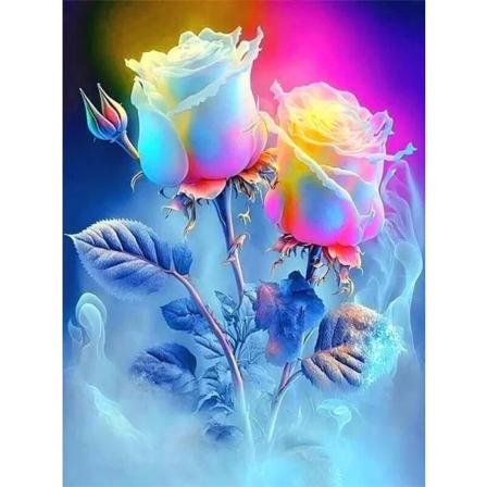 Diamond Painting Broderi 30 x 40 cm, Fargerike Roser 5D Bilde for Voksne og Barn, Strass Lot Puslespill Salong Veggdekor