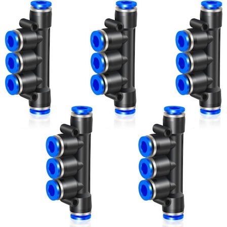 5 st 8 mm kortrör ytterdiameter push-in anslutning 5-vägs snabbkopplingsfördelare med plasthylsanslutning