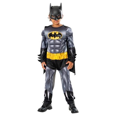 Batman Barn/Barn Refresh Metallic Kostym 5-6 År Grå/Svart/Gul. Grey/Black/Yellow 5-6 Years