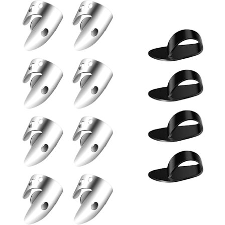 Säädettävä sormen plektra, kitaraohio, mukaan lukien 8 kappaletta hopeaa