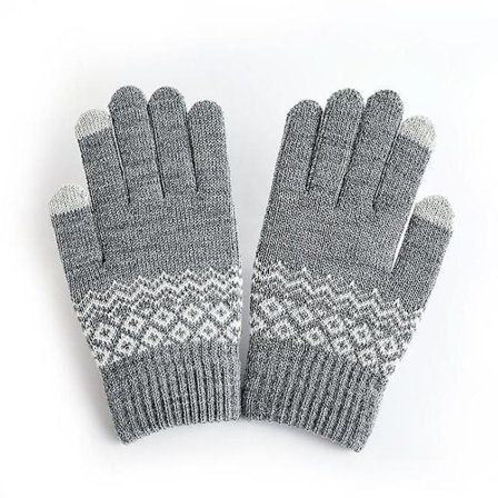 Varma stickade vinterhandskar, tjocka pekskärmshandskar, vantar för utomhusbruk