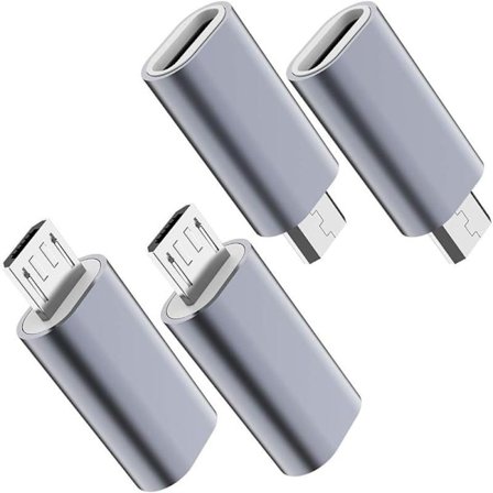 USB-C til Micro-USB-adapter, (4-pak) Type C Hun til Micro USB Han Konverteringsstik Understøtter Opladning Data Synkronisering (Grå)-FA-