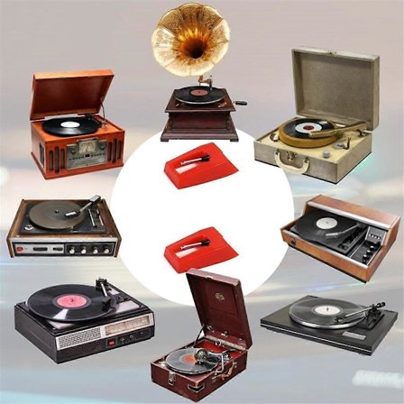 Pladespiller Nålesæt, 4 stk. Drejeskivenåle med 1 stk. Stylus Rengøringsbørste, Erstatning for LP Vinyl Fonograf