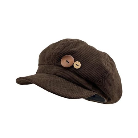 Fløjlsbukser Dame Avisdrengshat, Vintage Knapdekoration, Avisdreng Maler Beret Hovedbeklædning