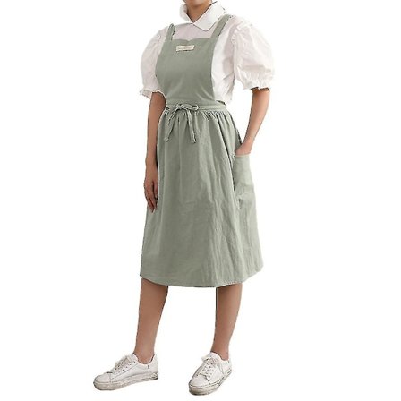 Vintage sød forklædekjole krydsryg pinafore forklæde til kvinder med lommer til madlavning maleri Style2