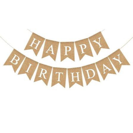 Grattis på födelsedagen Säckvävsbanner Neutrala Grattis på födelsedagen Festdekorationer Boho Rustik Vimpel Skylt Svalstjärt Flaggor, 2 i 1