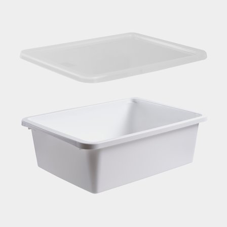 Opbevaringskasse med låg Nordiska Plast Store It, hvid, 390 x 290 x 125 mm, 10 liter
