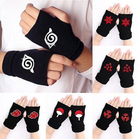 Anime Naruto Cosplay Handsker Til Kvinder Mænd Børn Akatsuki Rød Sky Ninja Cosplays Fingerless Cykling Håndled Handske Legetøj Fans Gave