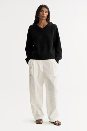 Soft Goat - Chunky v-neck - Women cashmere sweater - XL - Black