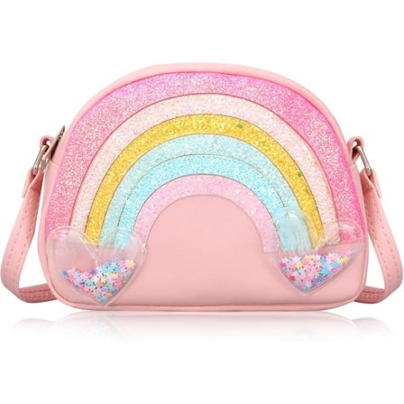 1 stk. Sød Crossbody Taske til Små Piger Toddler Pink Rainbow Crossbody Taske Lille Skuldertaske Børne Pengepung Crossbod