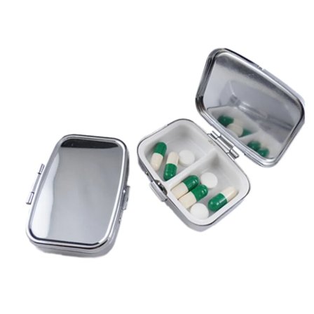 Bærbar Sølvfarvet Tårn Pilleæske Ur Foldbar Pilleetui Kosmetik Organizer Metalbeholder Pilleknuser Medicin Organizer
