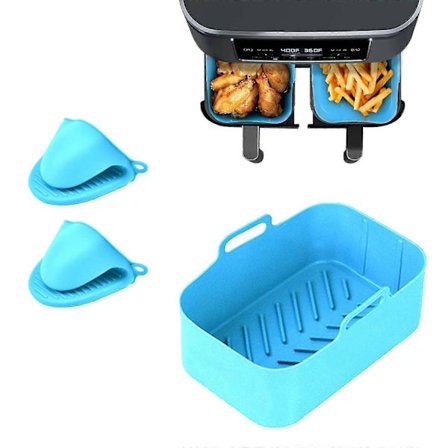 Silikonkruka för Air Fryer Kök BBQ Uppvärmning Bakplåt Rektangel Anti-skållningsskydd