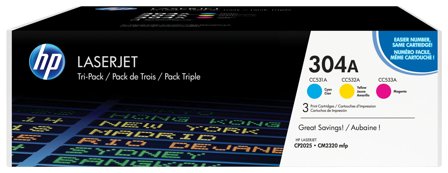 HP 304A 3-pack cyan/magenta/gul original LaserJet tonerkassetter, 887111403032
