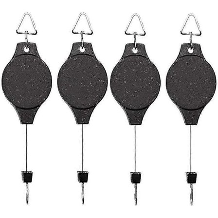 4-pack Växtkrok Hjul, Infällbar Växthängare Enkel Åtkomst Hängande Blomkorg För Trädgårdskorgar Krukor Och Fågelfoder Häng Högt Upp Och Dra Ner