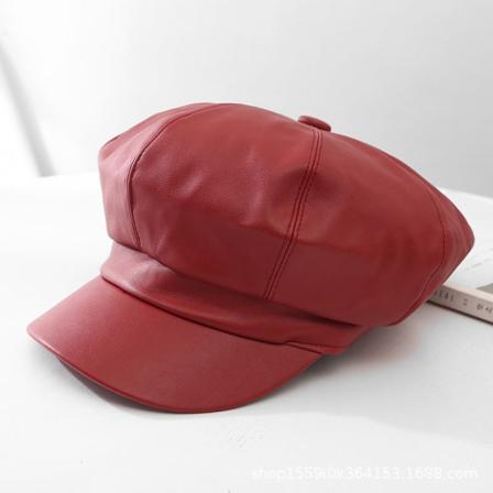 Baseballcaps 2022 Høst Vinter Skinn Uformell Ensfarget Bright red 54-58cm