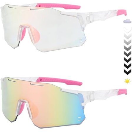 Automatiskt Mörknande Cykelglasögon – UV400 Fotokromatiska Linser, Lätta för Cykling/Löpning (HD/Stöttåliga)