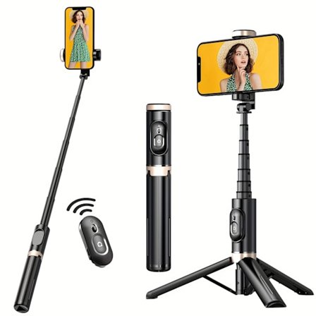 Trådløs Selfie Stick Tripod med Fjernkontroll og Fylllys for Reise og Fest