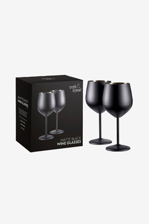 Oak & Steel - Vinglas Svart matt 2-pack - Svart - Vinglas - Från Homeroom