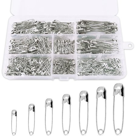 460 Säkerhetsnålar, 7 Storlekar Säkerhetsnålar, Silver, Hållbara Säkerhetsnålar för Kläder, Hantverk, Sömnad, Fållning, Rost