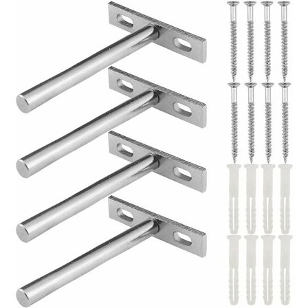 Piilotettu T-muotoinen seinähyllyn kannatin, 4 kpl piilokiinnityksellä metalliset kelluvat hyllyn kannattimet, näkymättömät kelluvat hyllyn 