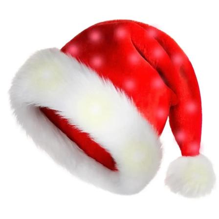 Julhatt LED Julhatt Mjuk plysch julljusmössa Klassisk jul Cosplayhatt Julfest Mössa Vuxna Barn adult warm