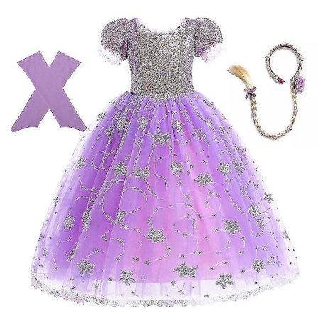 Princess Rapunzel Klänning För tjejer Eleganta lila klänningar Fancy karnevalsdräkt Barnbal Aftonklänningar Halloween Rollspel Klänningar Z X