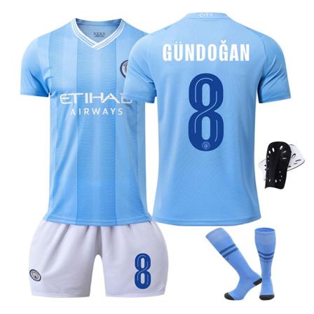 23-24 Mestarien liigan versio Manchester City jalkapalloasu setti nro 9 Haaland 47 Foden 17 De Bruyne nro 8 pelipaita setti Size 8 with socks and gear