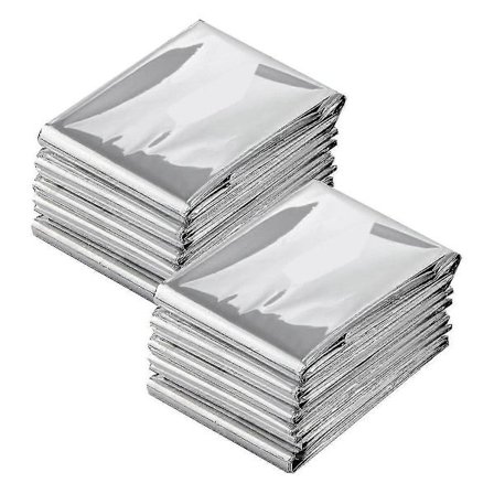 10kpl Ulkoilun hätäpeitto vedenpitävä avaruuslakana folio lämpöpeitto 130x210cm hopea