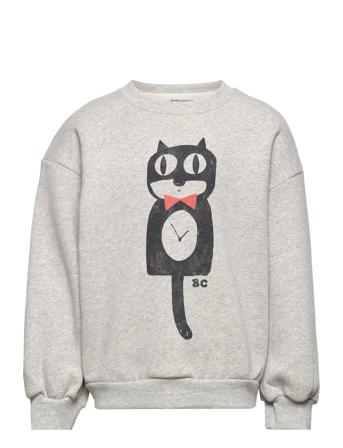 Cat O'clock Grey Melange Sweatshirt Sweatshirt Trøje Grå Bobo Choses