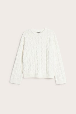 Kappahl | Sweter z dzianiny w warkocze, z bawełny Offwhite XS | Offwhite
