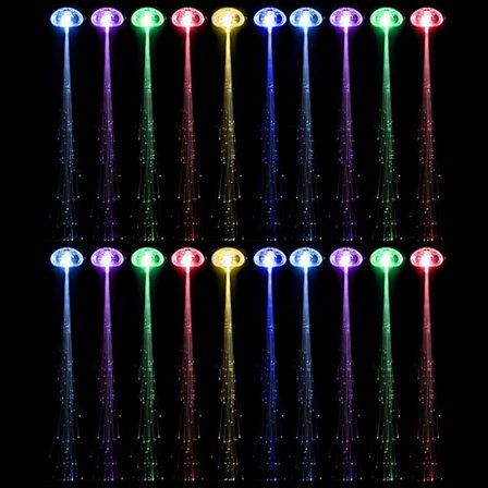 20 LED-hiuspidikettä, valokuituhiuspidikkeet juhlatarvikkeisiin, ba