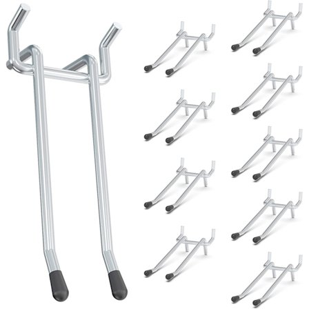 Dobbel Arm Pegboard Kroker 4 Tommer 10PC, Passer Til 1/4" Pegboard, Ideell Pegboard Verktøy Utility Kroker for Garasjeorganisasjon, Vegglagring, Tungt