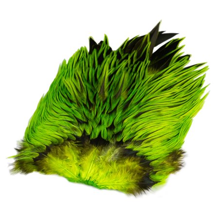 Whiting Brahma Rooster Saddle - Badger dyed Fl Green Chartr