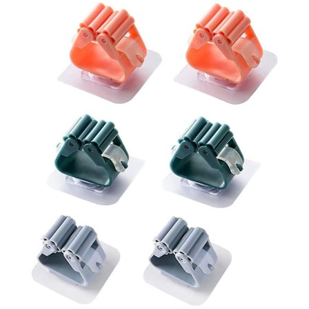 6 st Kraftiga Kökskrokar Kvastverktyg Mopphållare Väggmonterad Mopp- och Kvastställ Badrumsorganisatör - WELLNGS