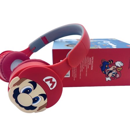 Trådlösa Bluetooth-hörlurar för barn - Super Mario-tema, justerbart headset för åldrarna 3-7, bekvämt för spel och musik