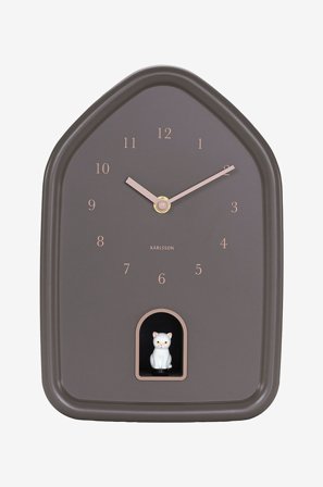Karlsson - Veggklokke Modern Kitty - Brun - Veggklokker & bordklokker - Fra Homeroom