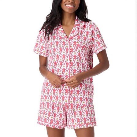 Dam Pyjamas Set, Trendigt Tvådelat Knäpp-Pyjamas Set, Inkluderar Apa och Kanin Shorts, Y2K Kanin College Stil Lounge Pyjamas, Röd-A, Röd-A