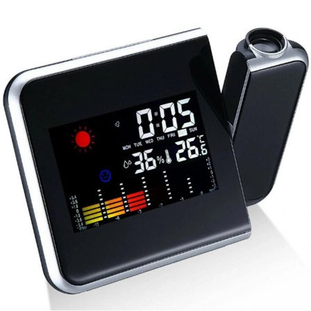 LCD-herätyskello Radio-ohjattu kello LED Radio-ohjattu herätyskello Torkkuhälytys Pöytäkello projektiolla[CO]