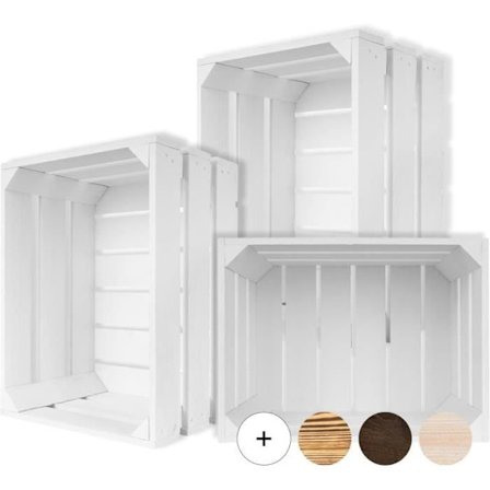 Creative Deco Set med 3 Vita Trälådor | 40 x 30 x 23 cm | Förvaringslåda i Trä | Vintage Trälåda för Förvaring