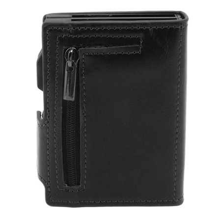 Tyverisikret Slim Wallet Aluminium Legering PU Læder Kortholder med IOS Locator Slot Sort