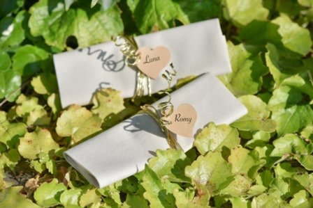 Navnelapp hjerte natur 10-pakke